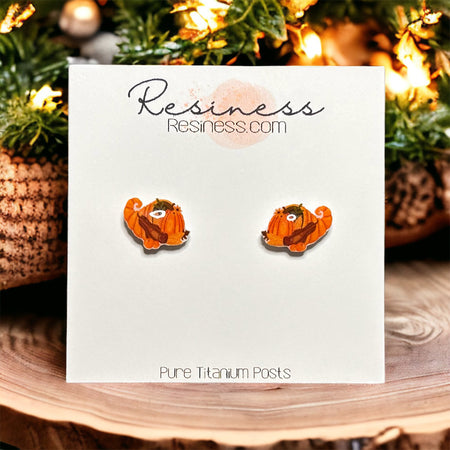 thanksgiving cornucopia graphic stud earrings