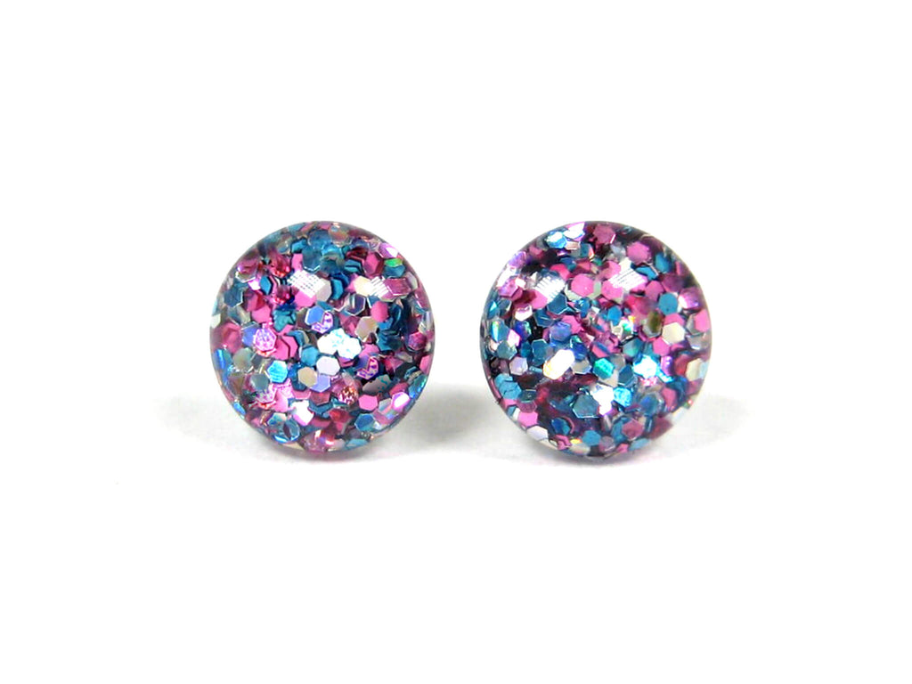 Cotton Candy Glitter Titanium Stud Earrings