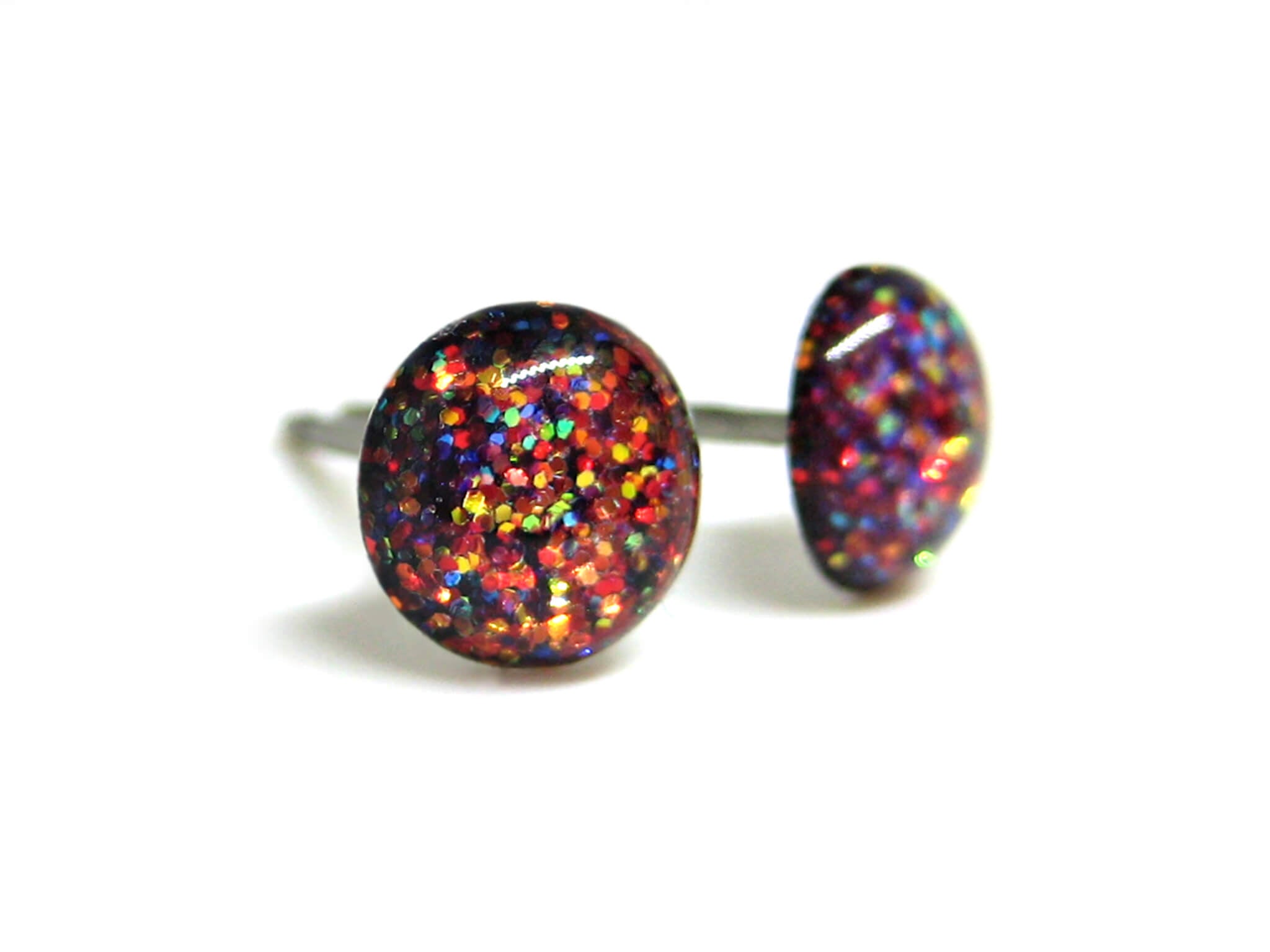 druids petal dark pink glitter stud earrings