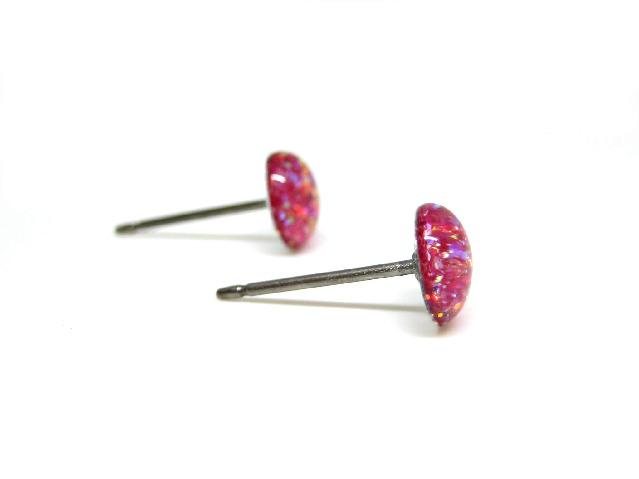 druids petal light pink glitter stud earrings