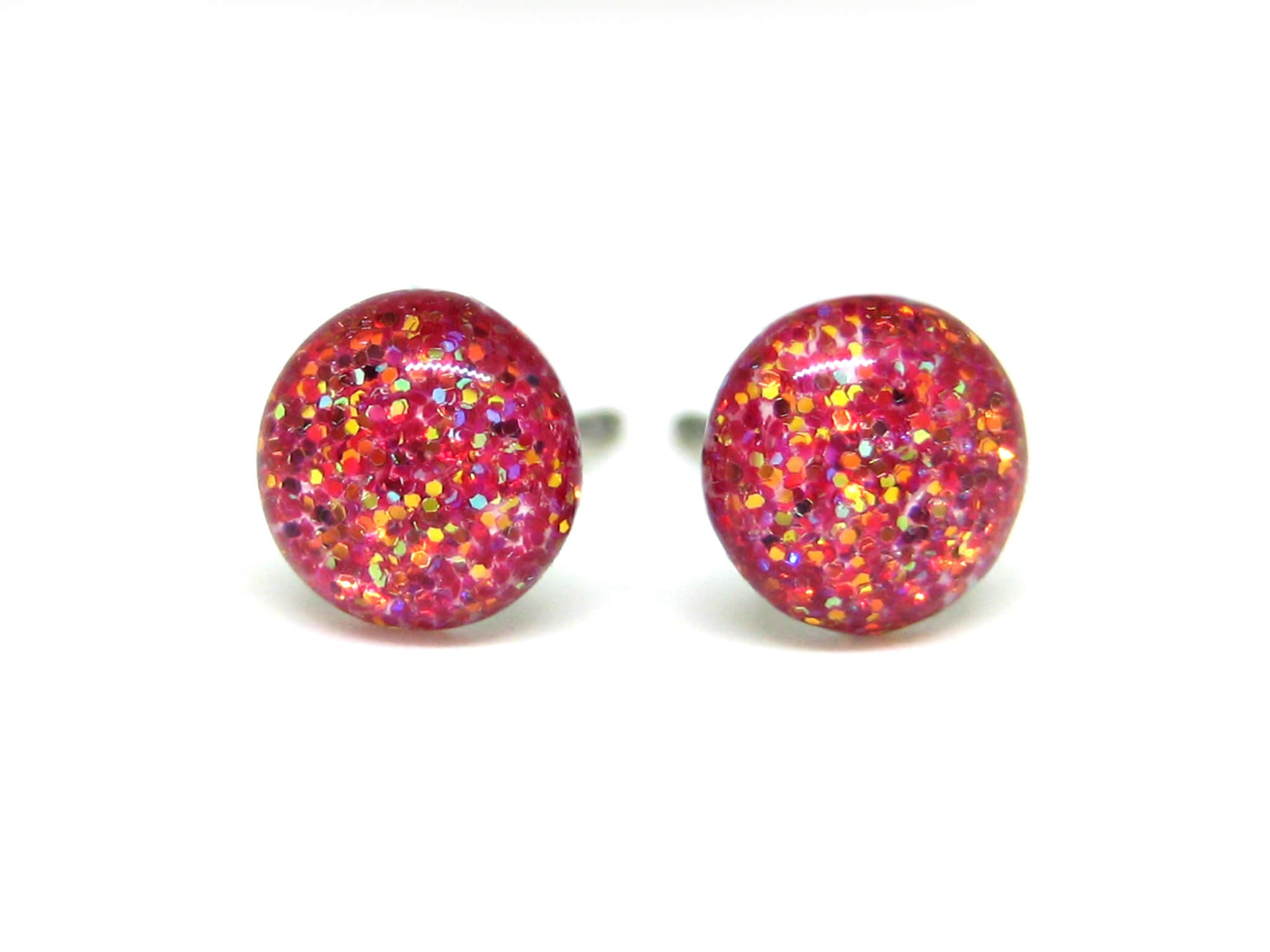 druids petal light pink glitter stud earrings