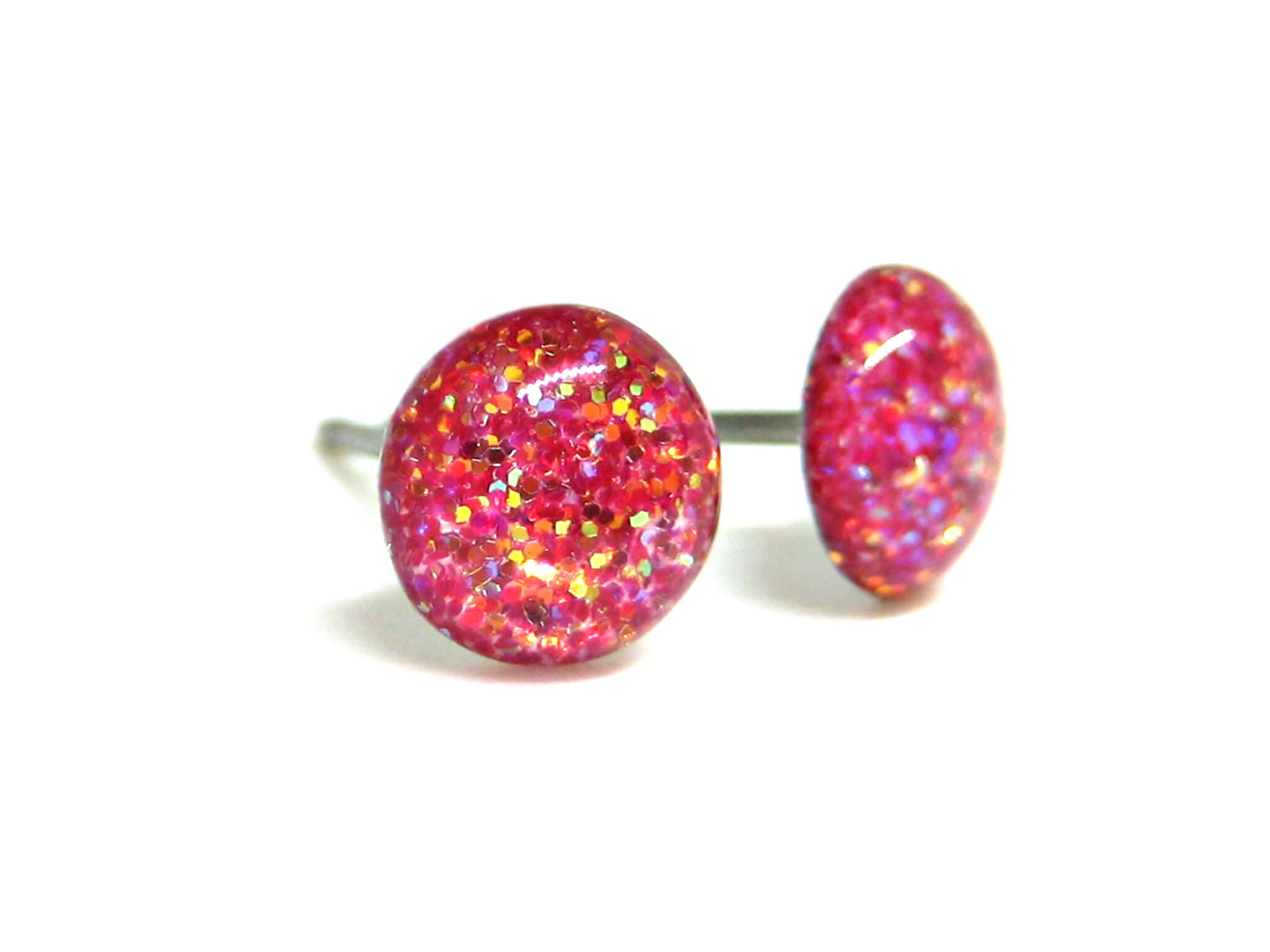 druids petal light pink glitter stud earrings