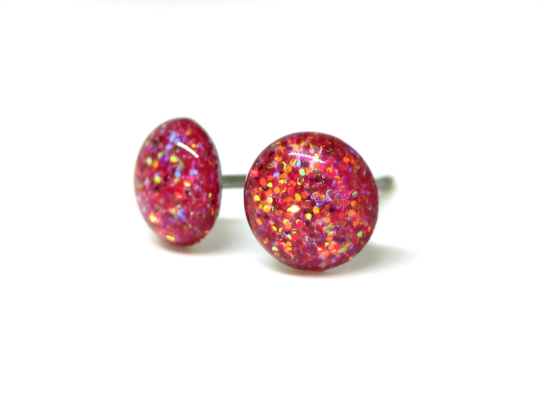 druids petal light pink glitter stud earrings