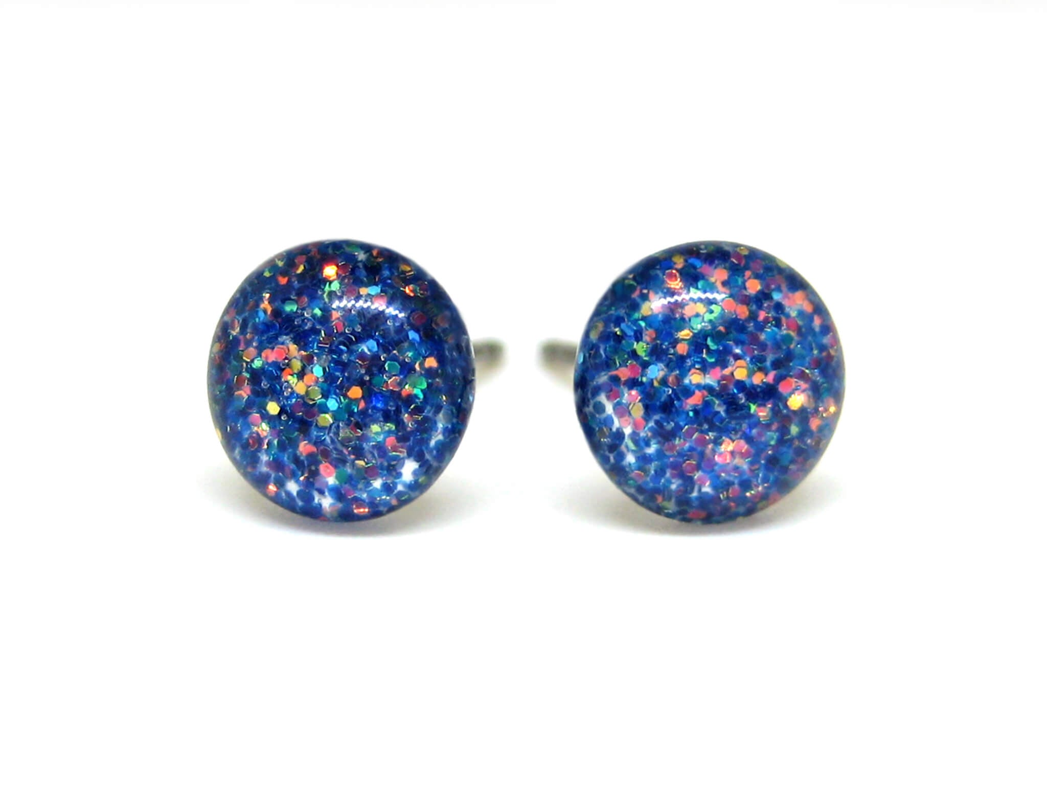 echos of winter light blue glitter stud earrings