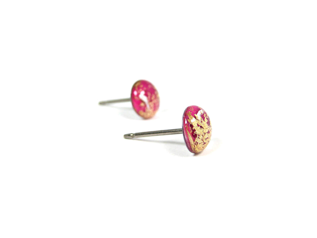 Electra Pink Gold Dust Titanium Stud Earrings