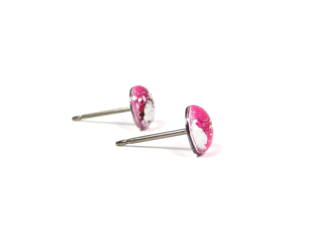 Electra Pink Silver Dust Titanium Stud Earrings