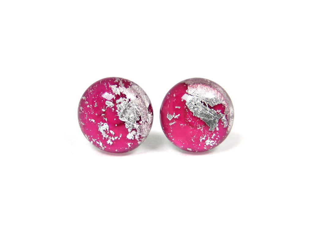 Electra Pink Silver Dust Titanium Stud Earrings