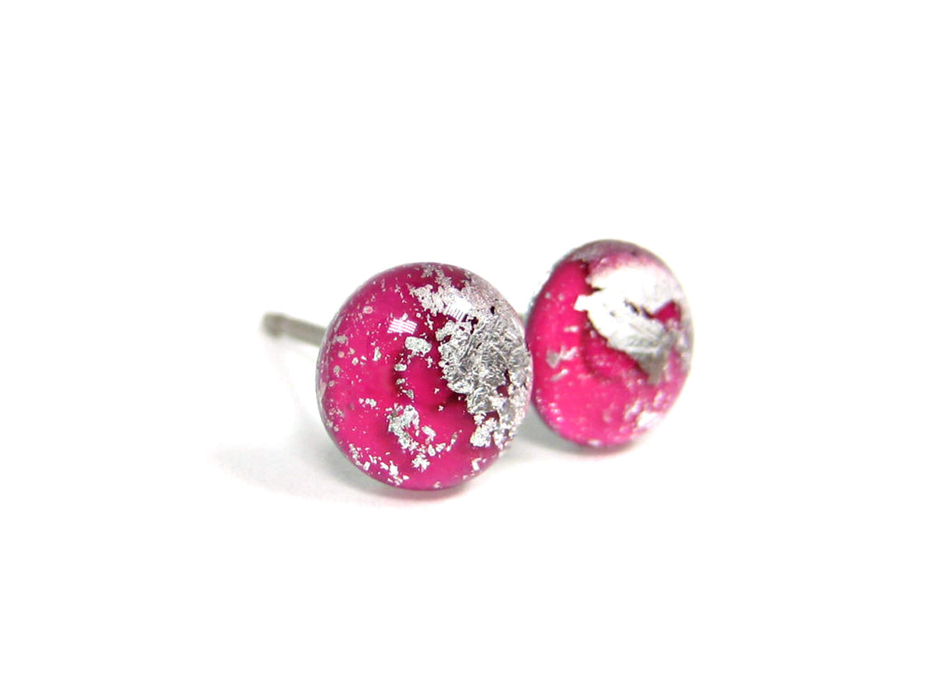 Electra Pink Silver Dust Titanium Stud Earrings