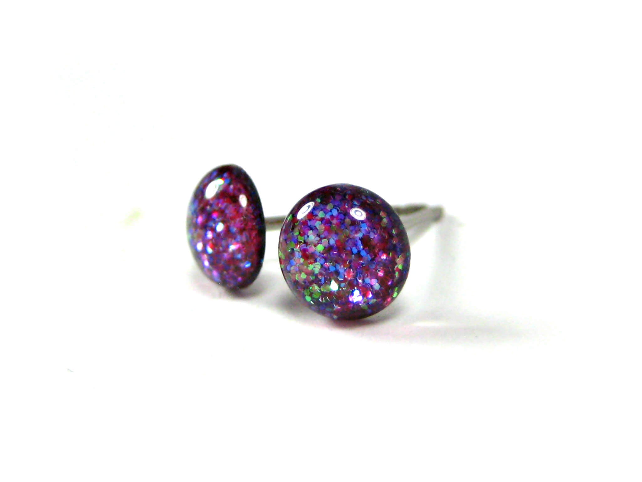 flirtatious rose dark purple glitter stud earrings