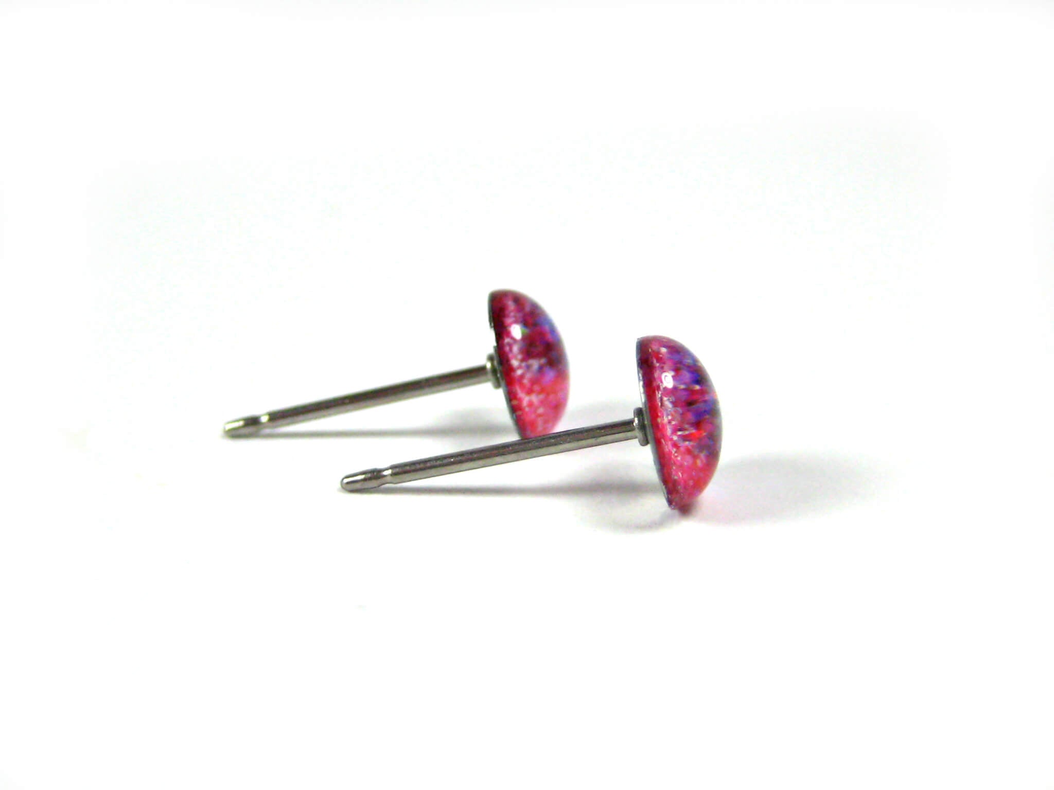 flirtatious rose dark purple glitter stud earrings