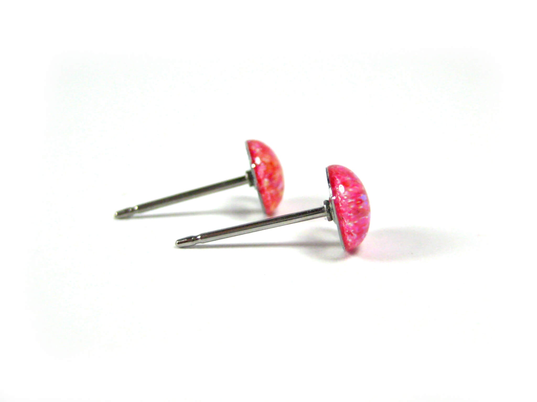 flirtatious rose light pink glitter stud earrings