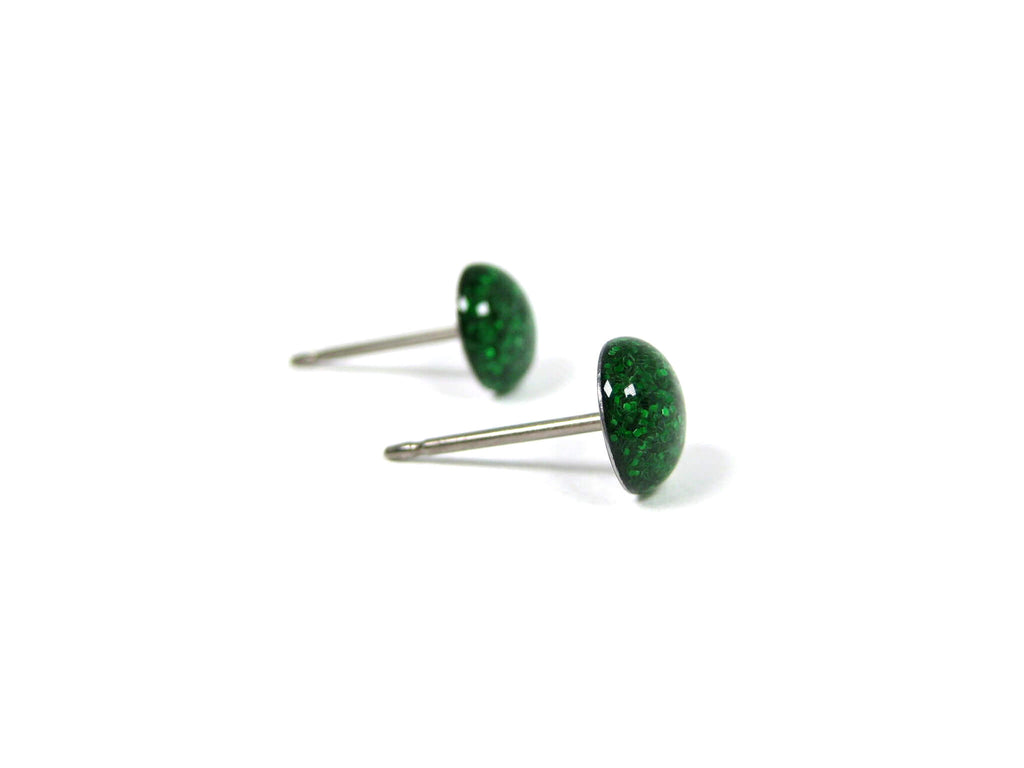 Garland Green Glitter Titanium Stud Earrings