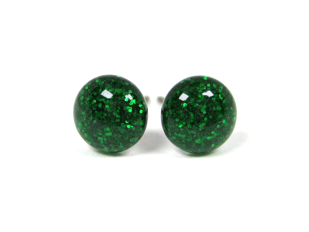 Garland Green Glitter Titanium Stud Earrings