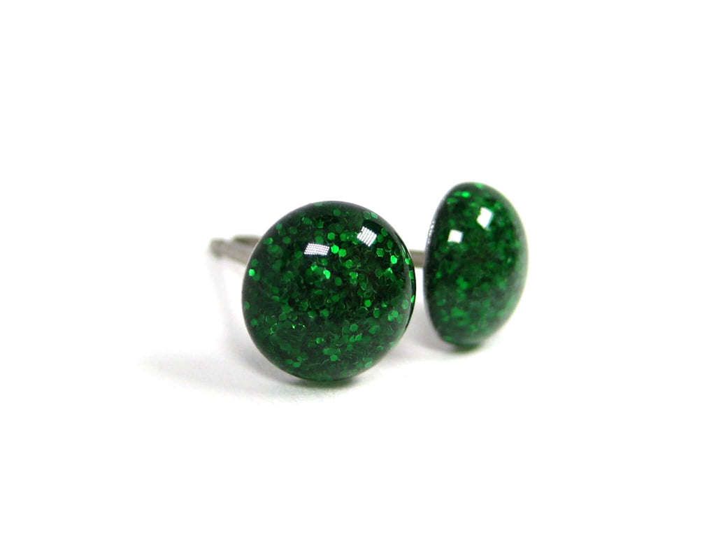 Garland Green Glitter Titanium Stud Earrings