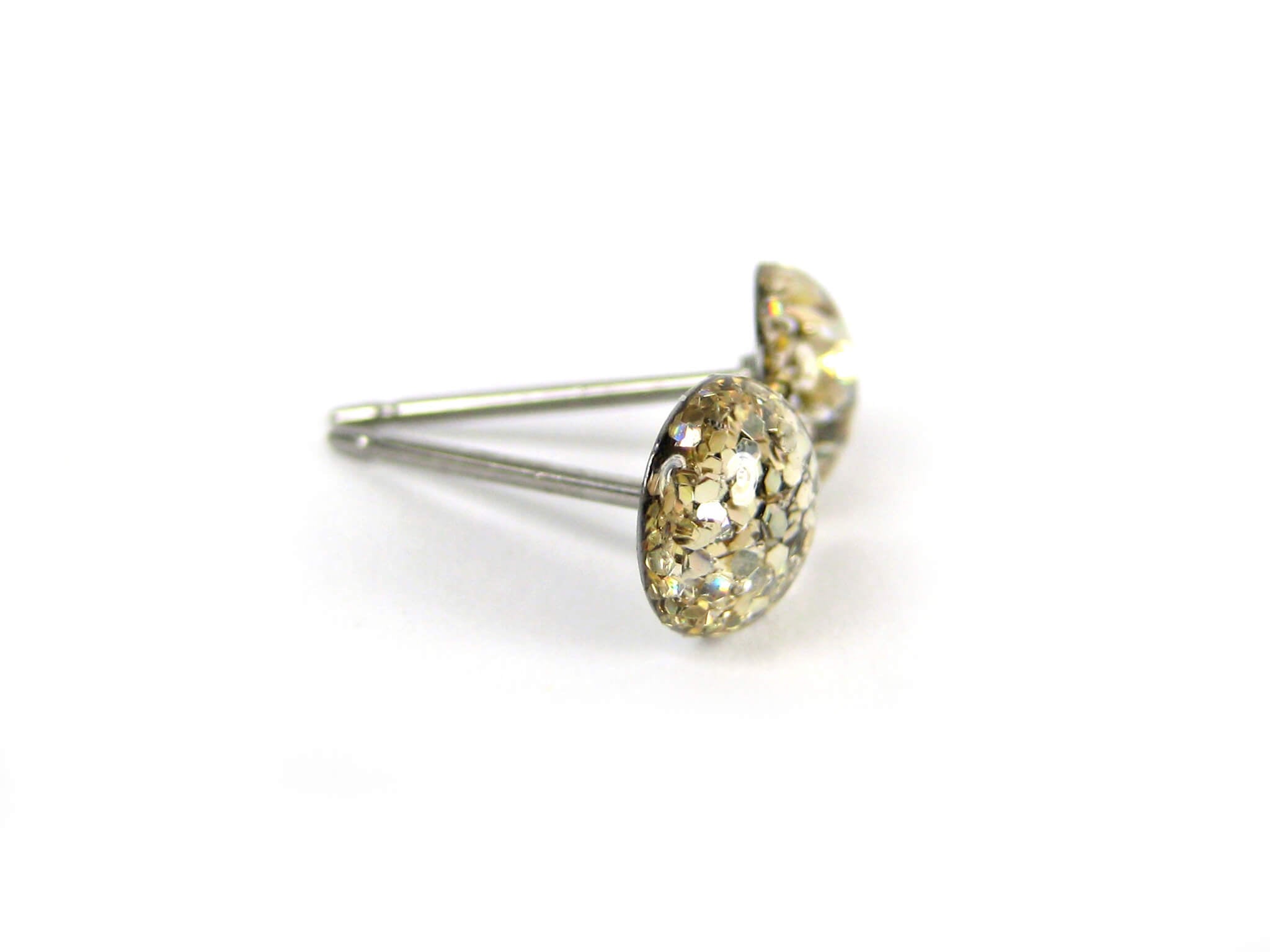 golden eye gold glitter stud earrings