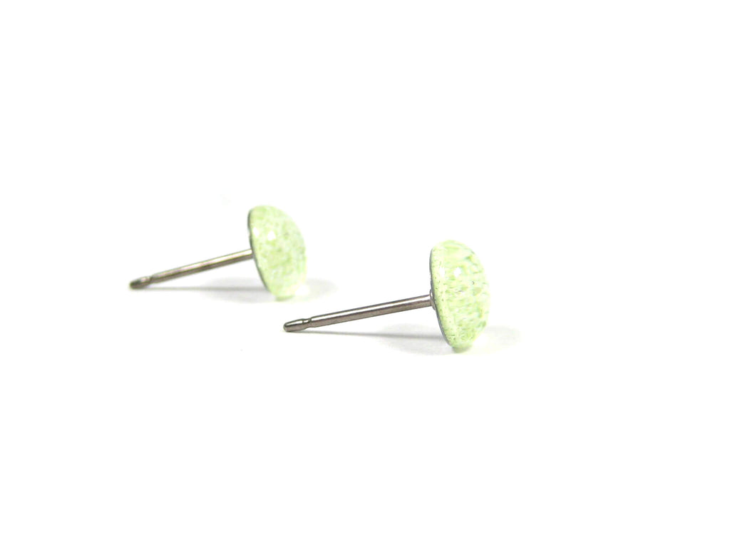 Green Apple Glitter Titanium Stud Earrings