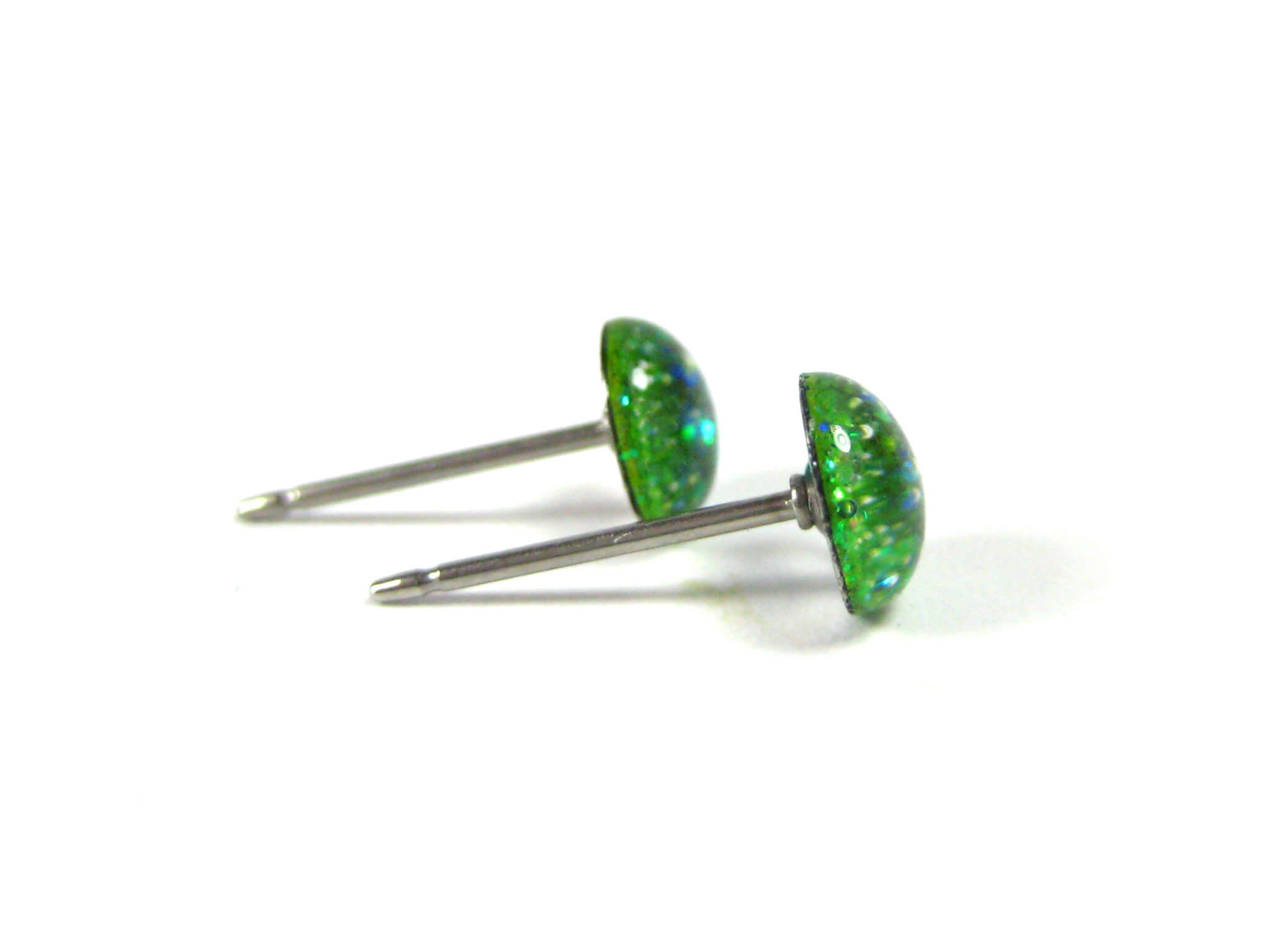 harlequin radiance dark green glitter stud earrings