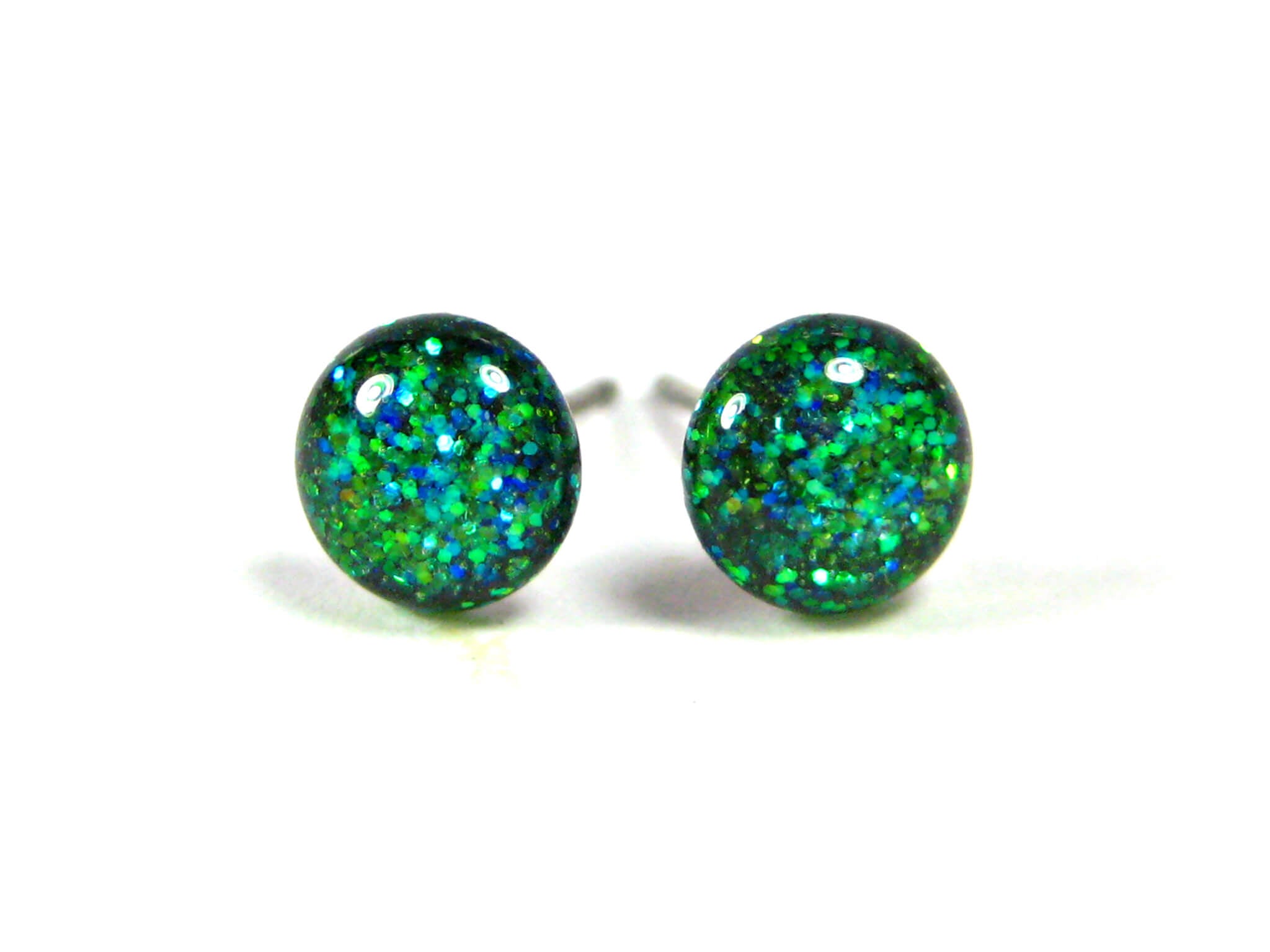 harlequin radiance dark green glitter stud earrings