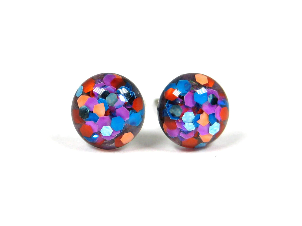 Icy Fire Confetti Glitter Titanium Stud Earrings