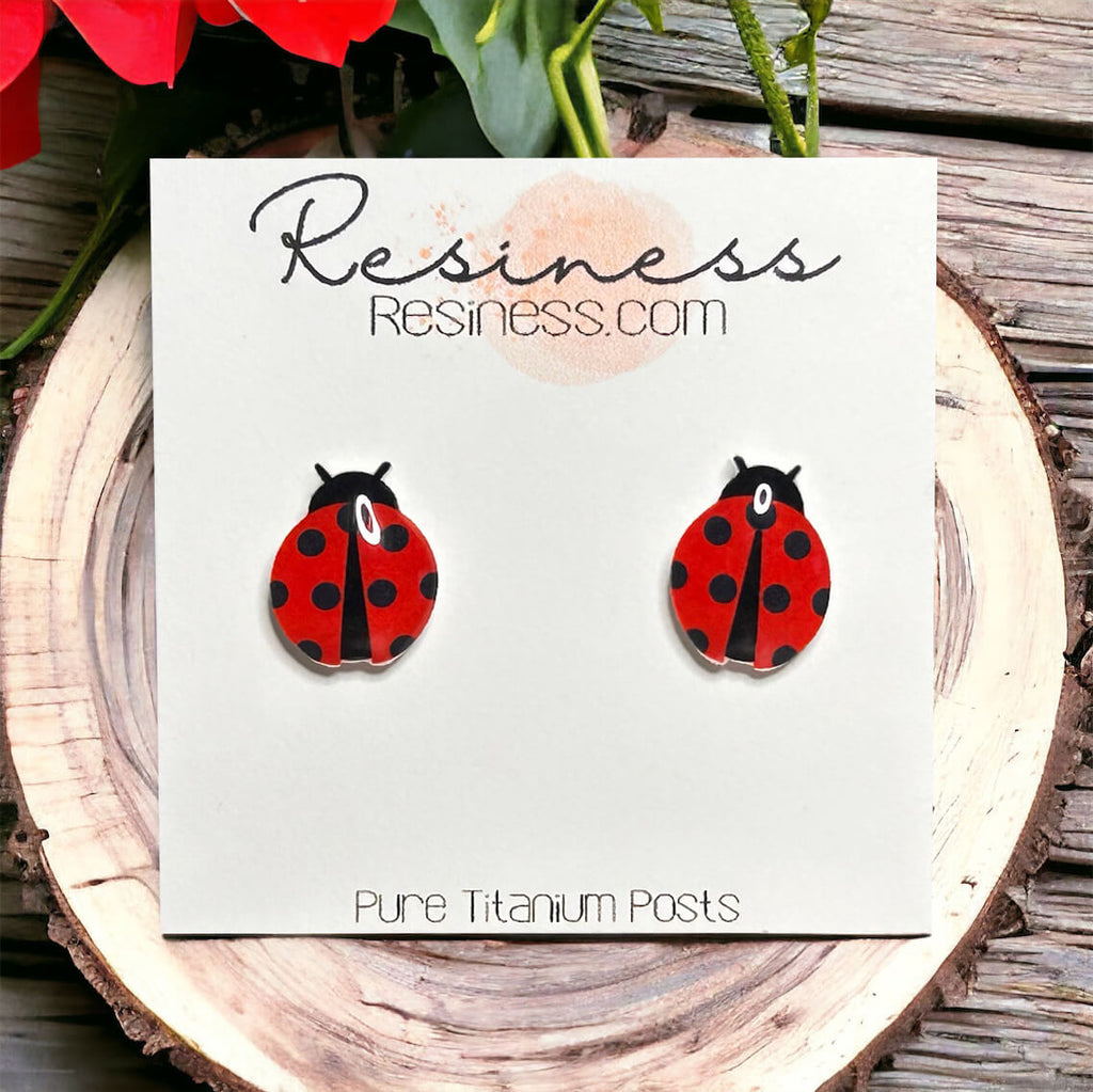 Ladybug Titanium Stud Earrings