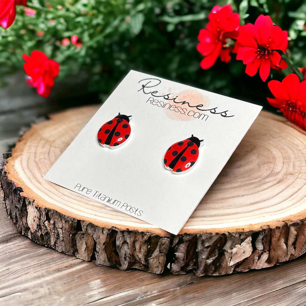 Ladybug Titanium Stud Earrings