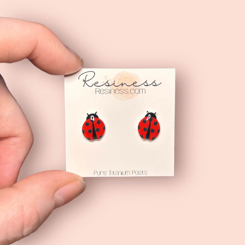 Ladybug Titanium Stud Earrings