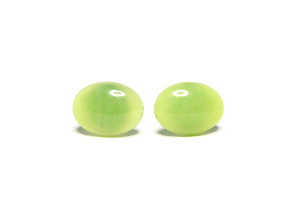 8 x 6mm Oval Olive Jade Gemstone Titanium Stud Earrings