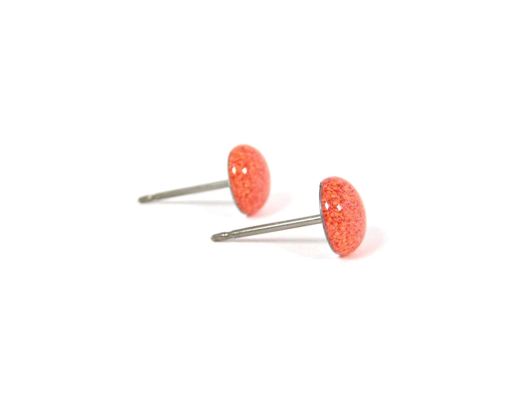Orangesicle Glitter Titanium Stud Earrings