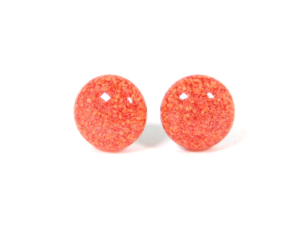 Orangesicle Glitter Titanium Stud Earrings