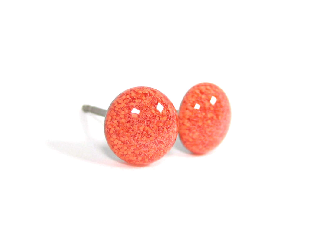 Orangesicle Glitter Titanium Stud Earrings
