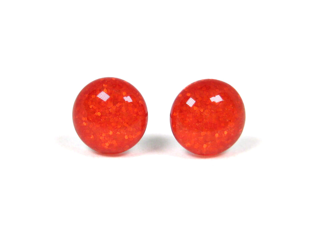 Ozark Orange Glitter Titanium Stud Earrings