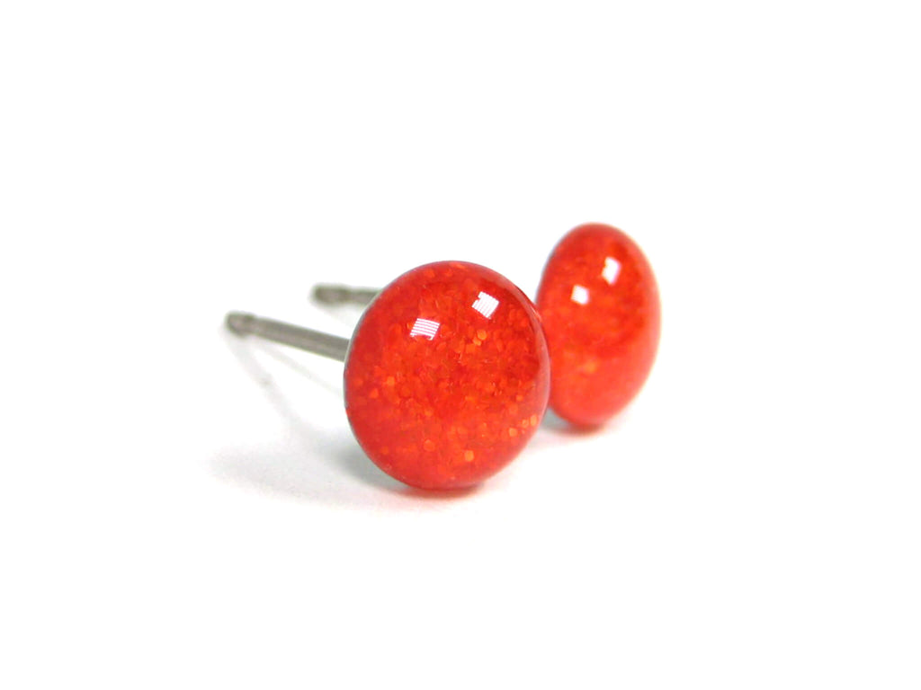 Ozark Orange Glitter Titanium Stud Earrings