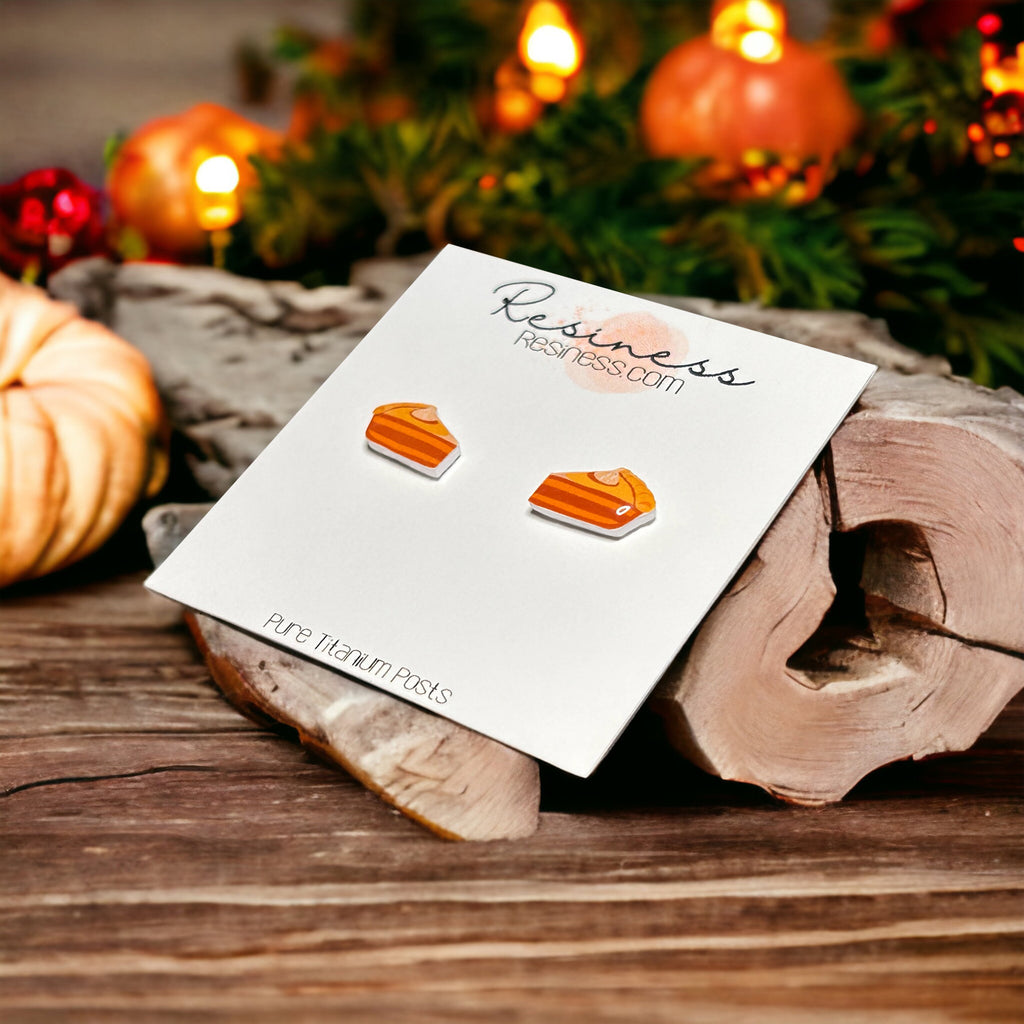 Thanksgiving Pumpkin Pie Titanium Stud Earrings