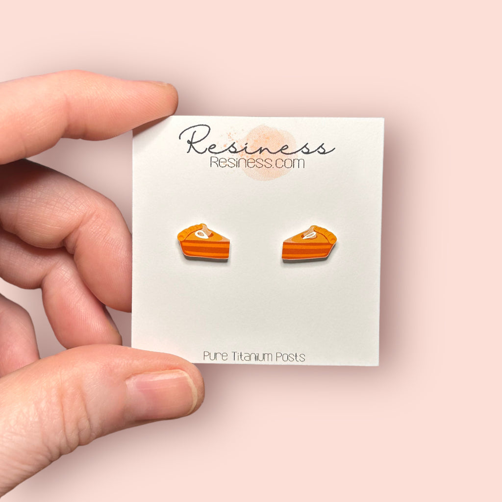 Thanksgiving Pumpkin Pie Titanium Stud Earrings