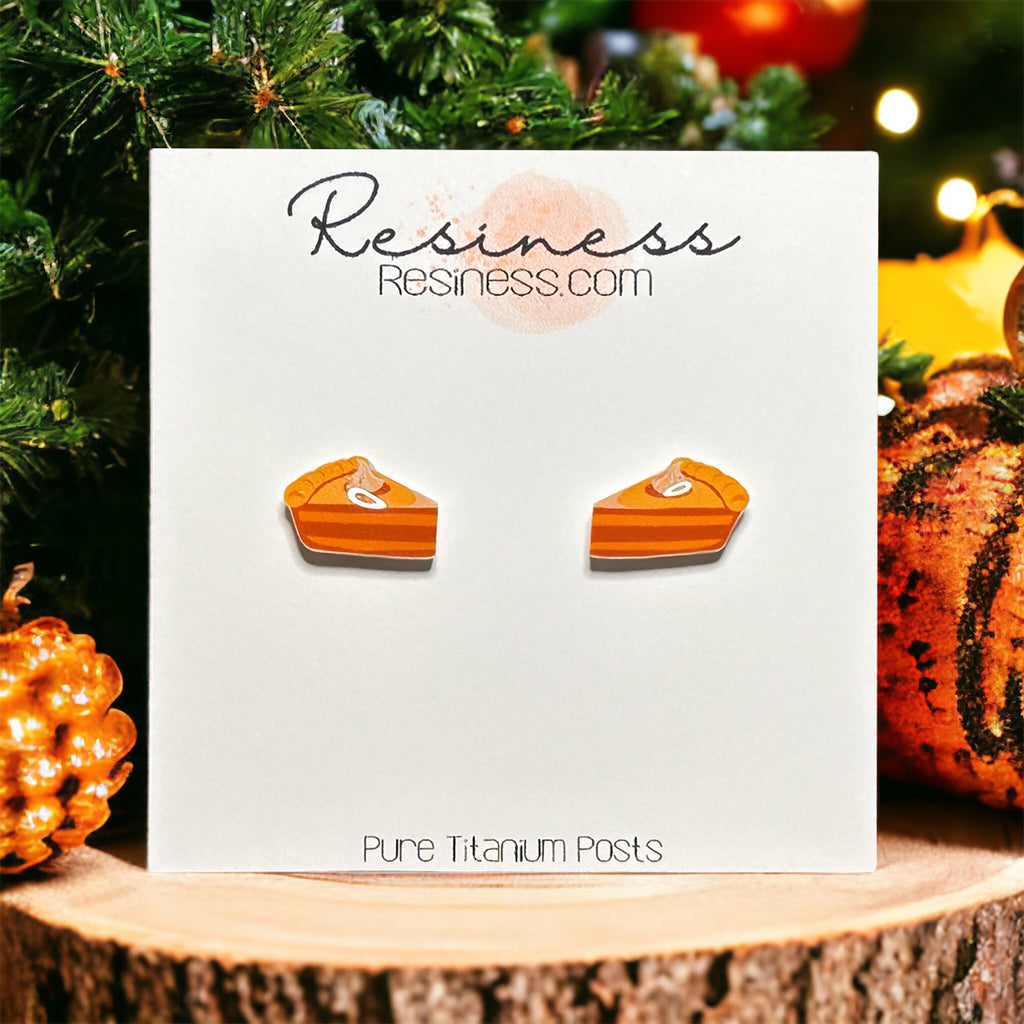 Thanksgiving Pumpkin Pie Titanium Stud Earrings