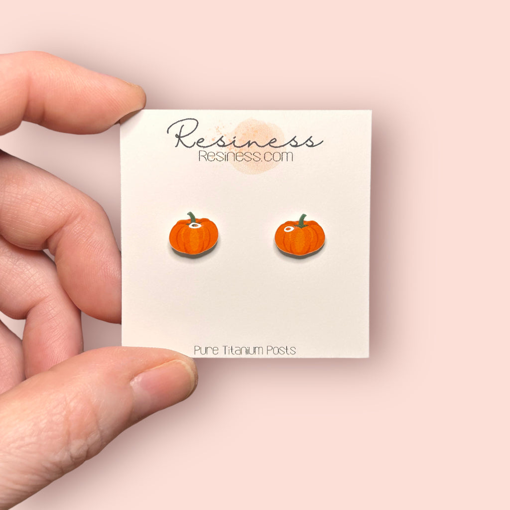 Orange Pumpkin Titanium Stud Earrings