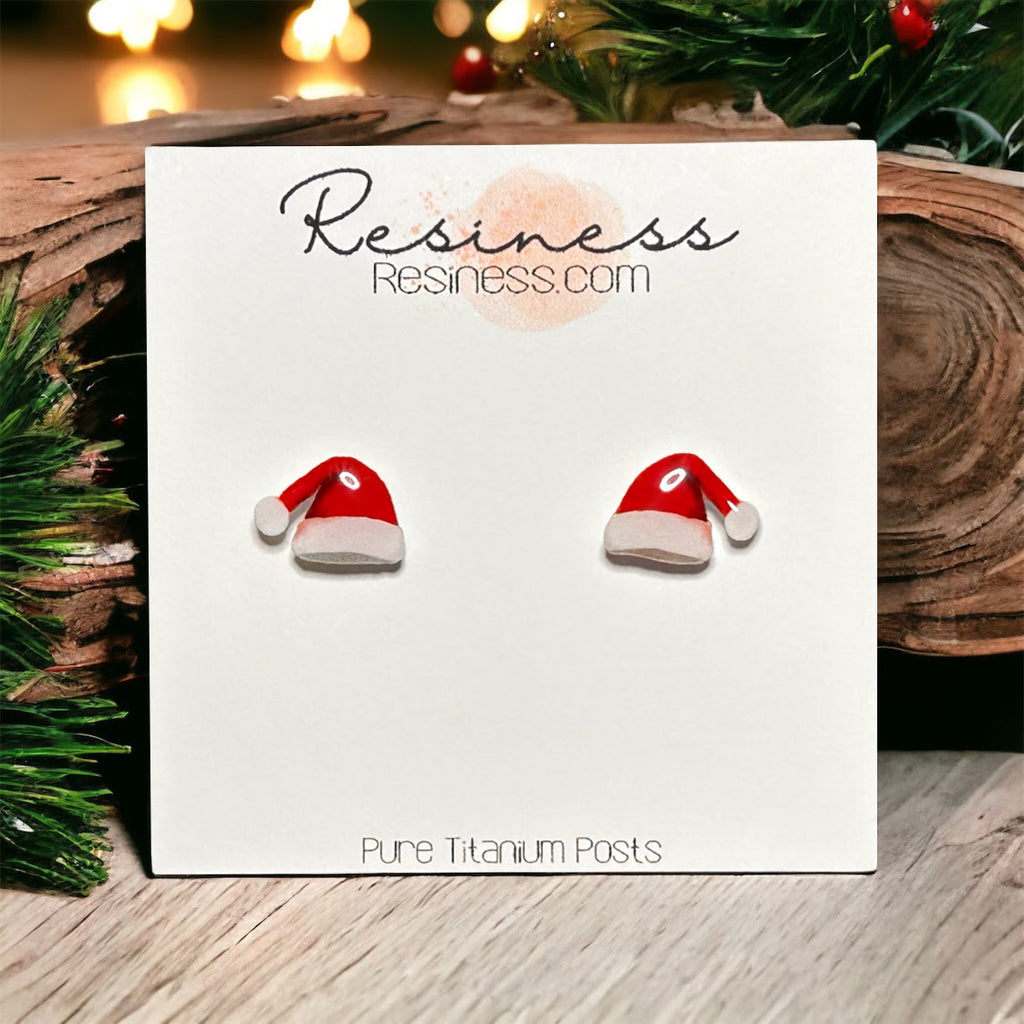 Festive Santa Hat Titanium Stud Earrings