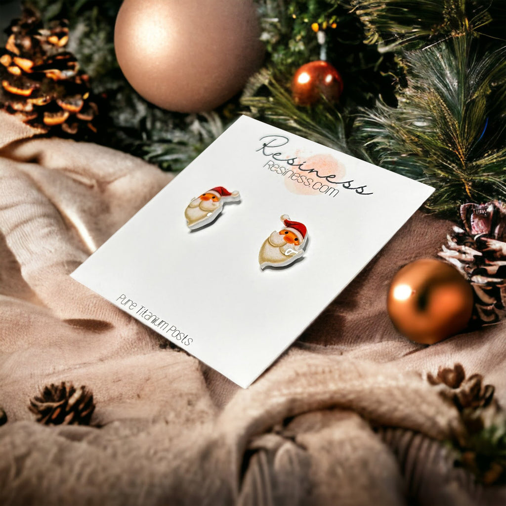 Cute Santa Claus Titanium Stud Earrings