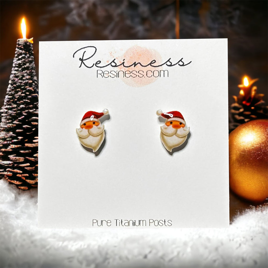 Cute Santa Claus Titanium Stud Earrings