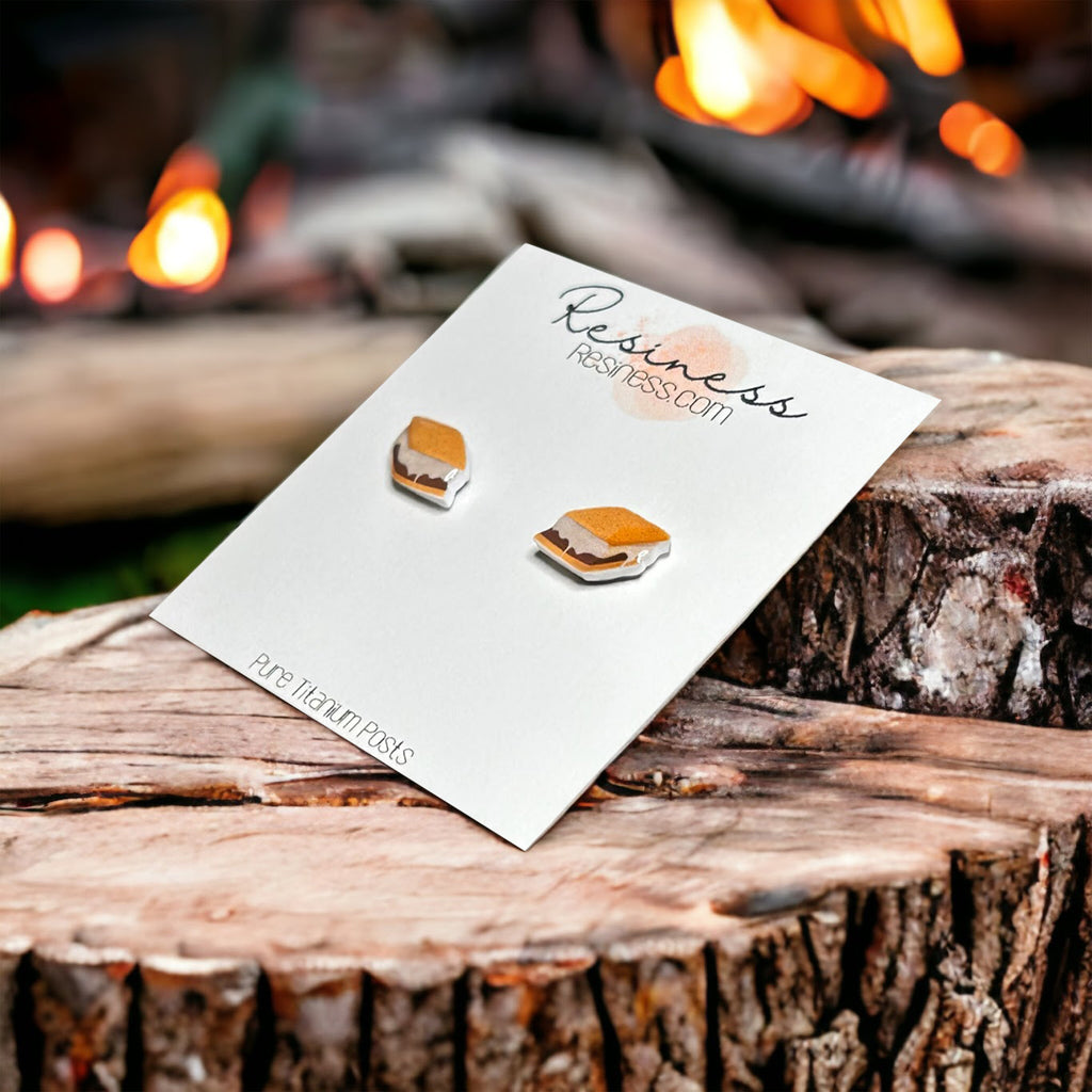 Camping S'mores Titanium Stud Earrings