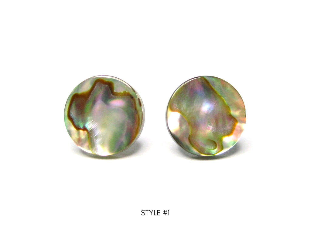 Natural Abalone Shell Titanium Stud Earrings - 9mm