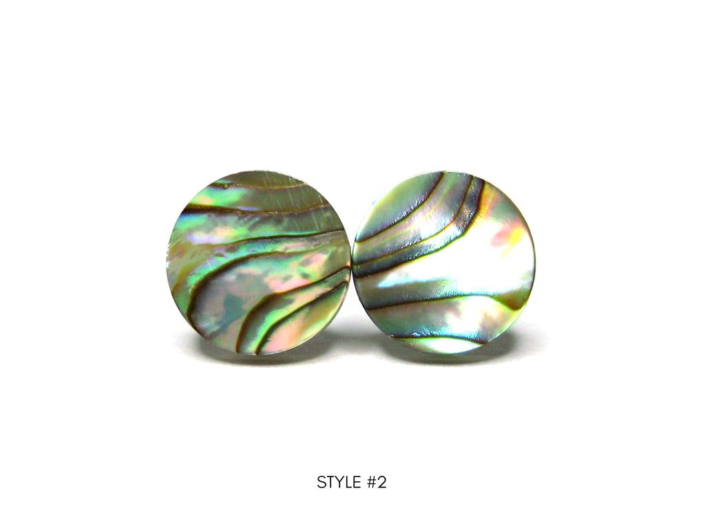 Natural Abalone Shell Titanium Stud Earrings - 9mm