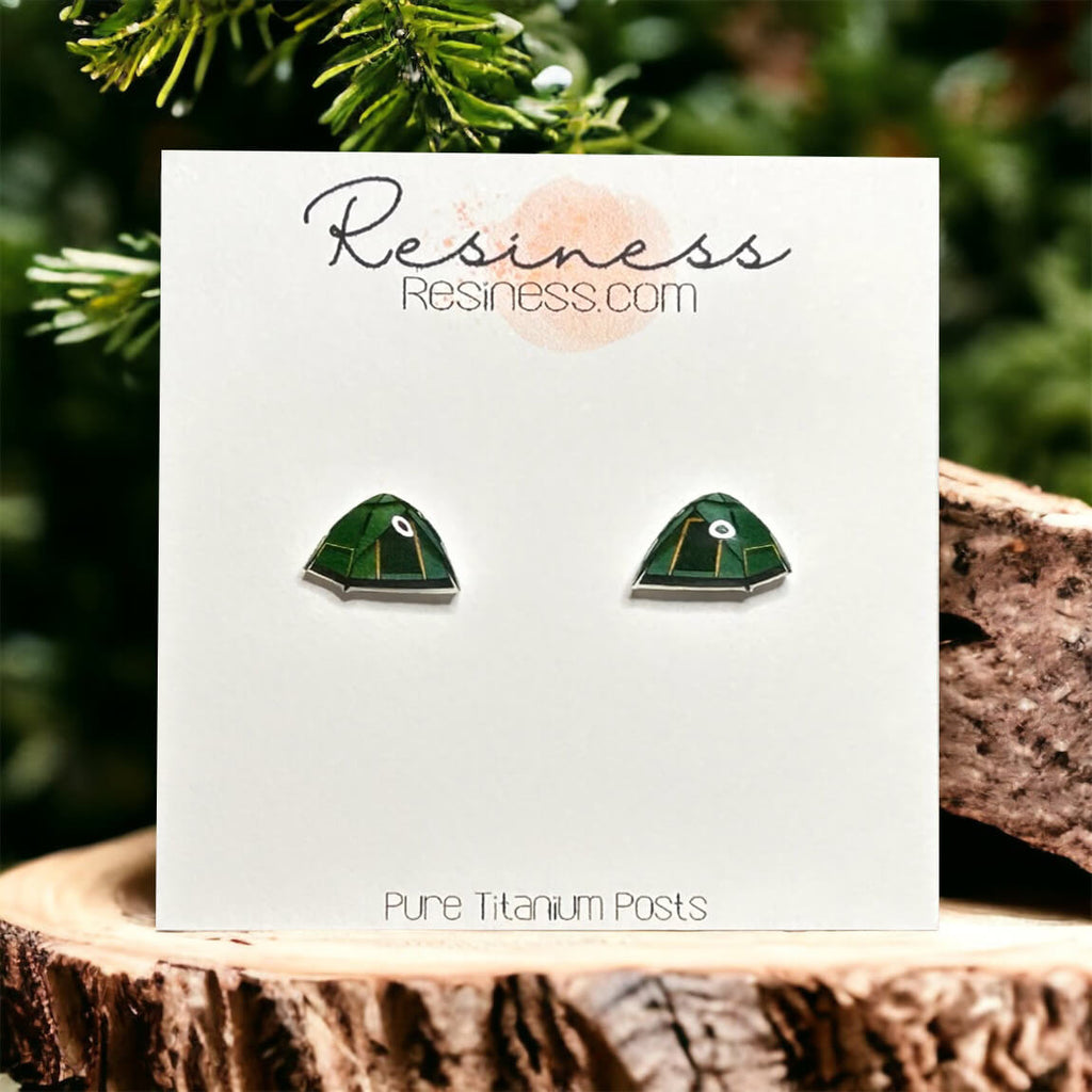 Camping Tent Titanium Stud Earrings