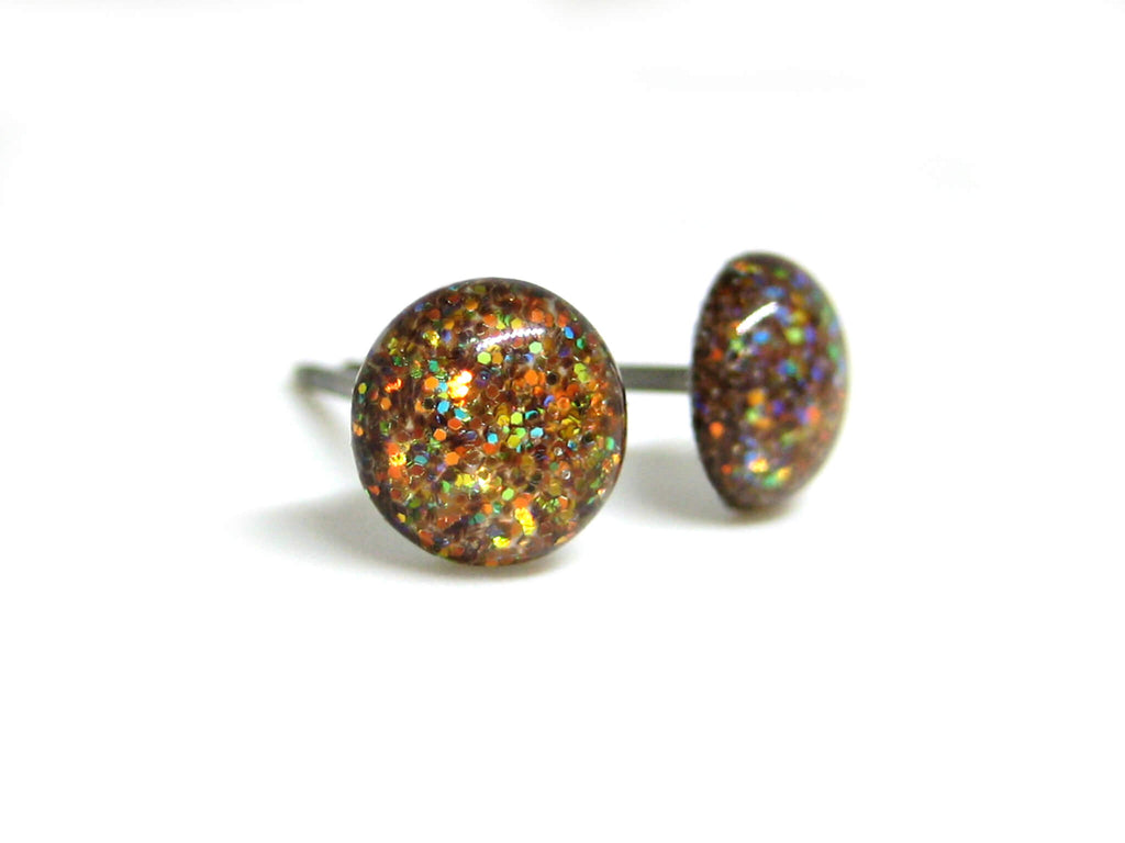 Light Ancients Gold Glitter Titanium Stud Earrings