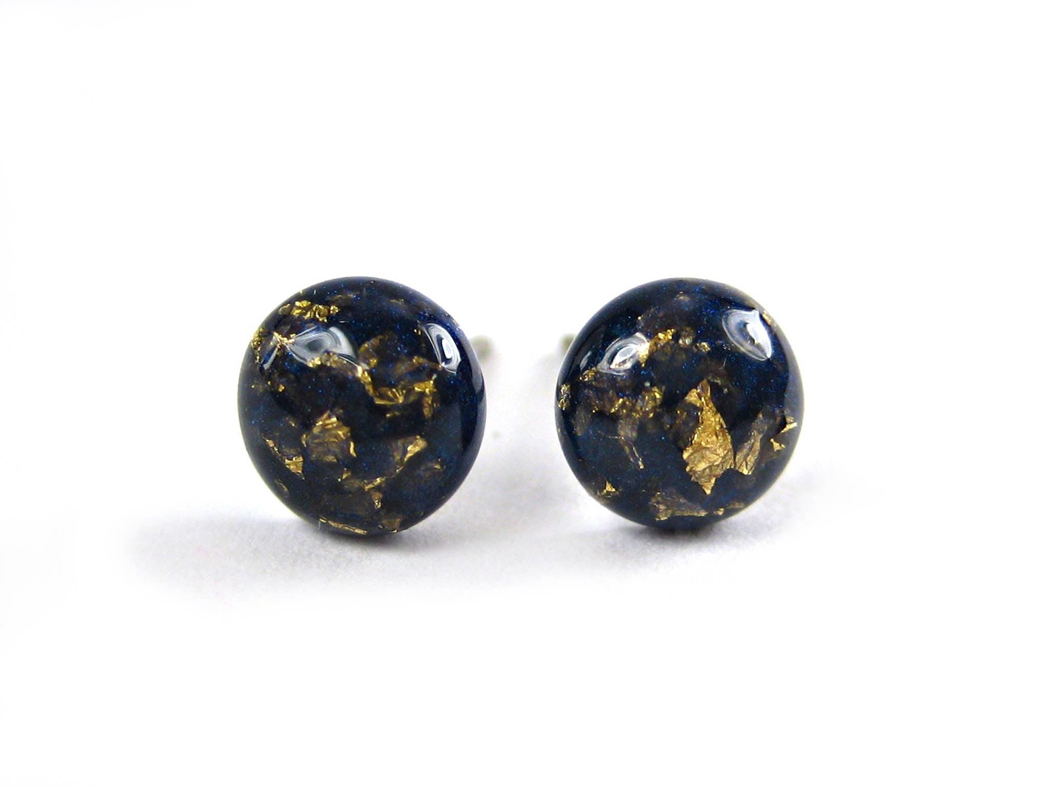 darkstar blue gold flake stud earrings