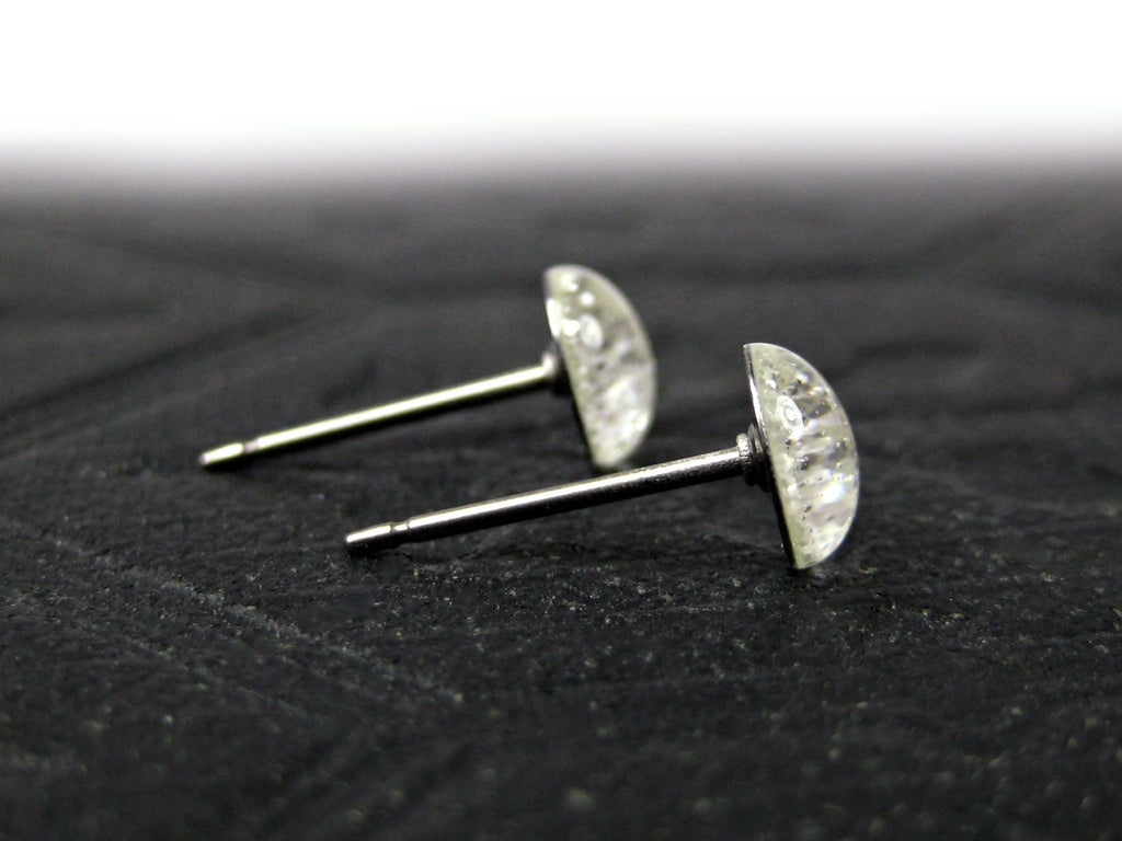 Arctic Frost White Glitter Titanium Stud Earrings