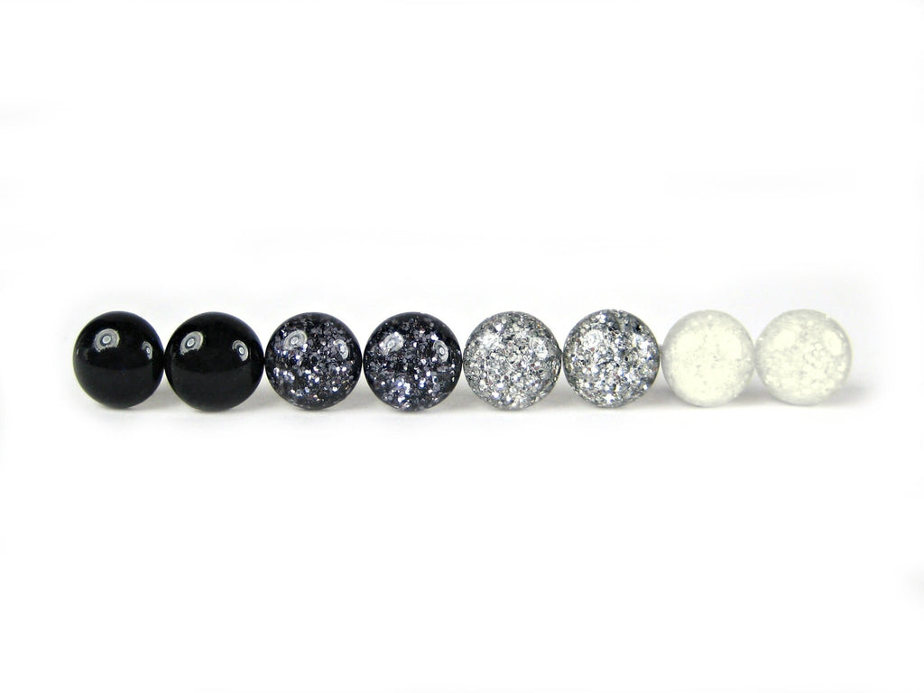 Monochrome Glitter Titanium Stud Earring Set