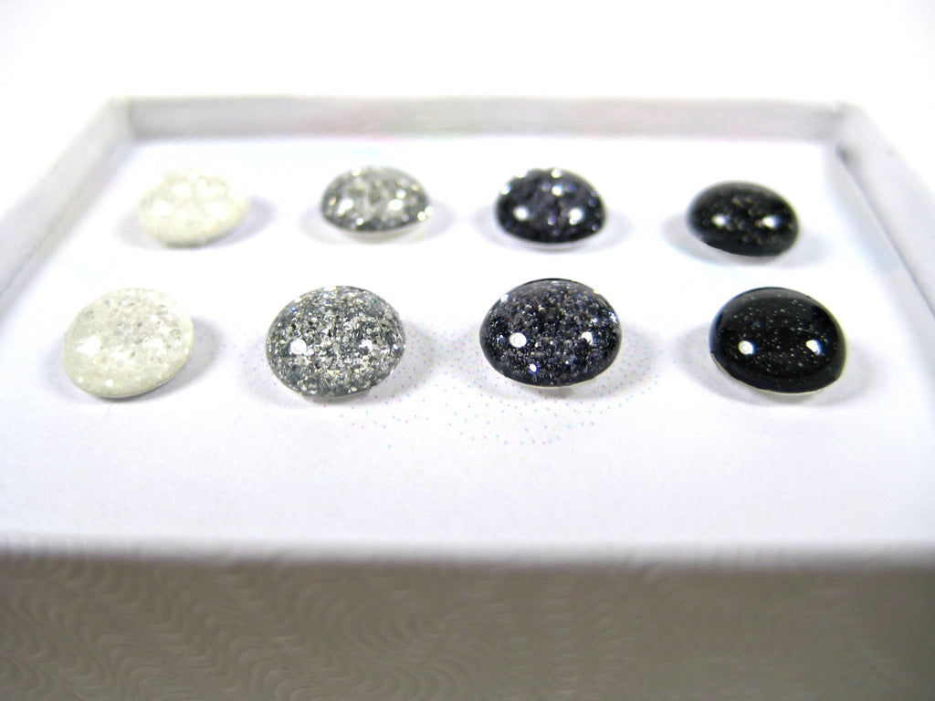 Monochrome Glitter Titanium Stud Earring Set