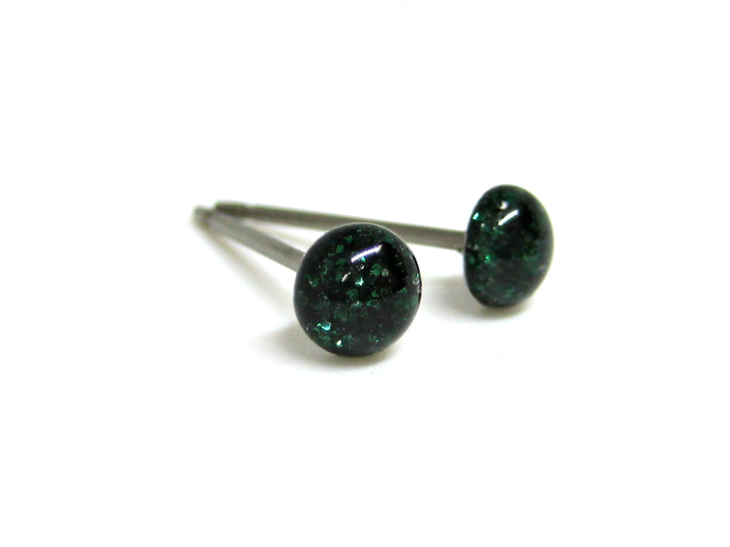 Archer Green Glitter Titanium Stud Earrings