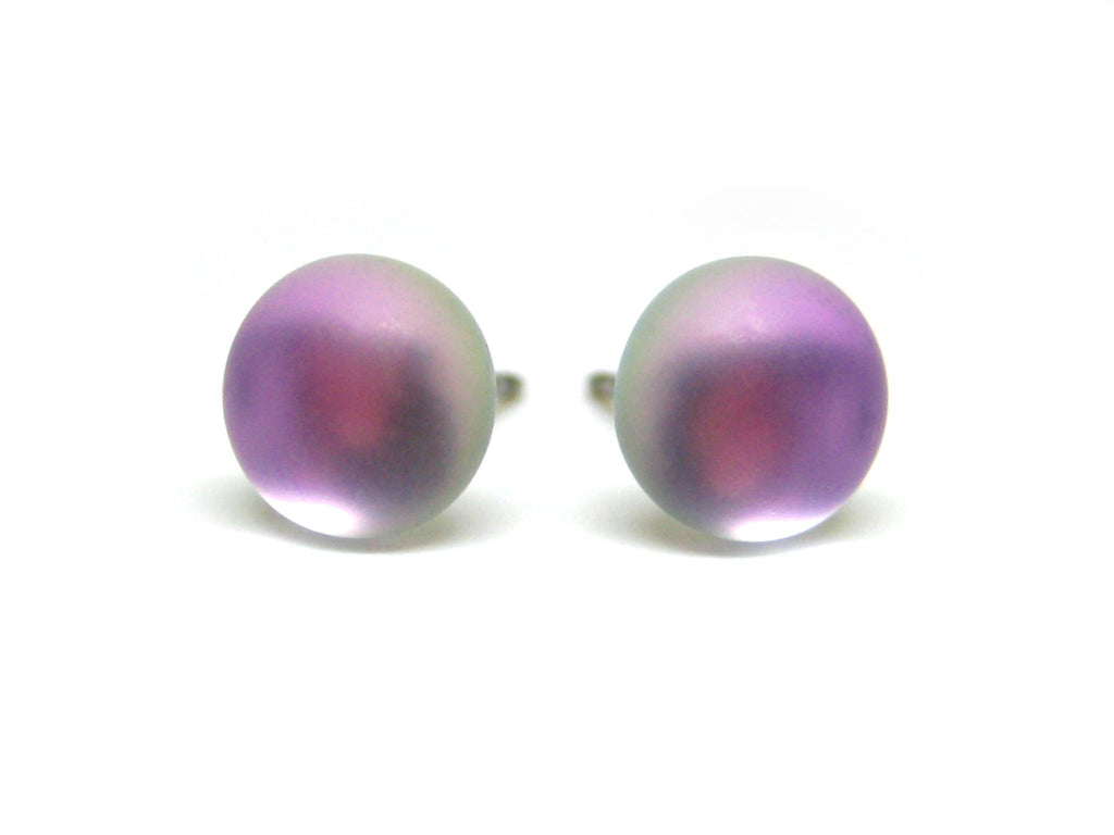 Light Pink Matte Glass Titanium Stud Earrings - 7mm